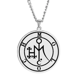 Satanic Seal Laser - Cut Stainless Steel Pendant Necklace - 60cm (Steel color)