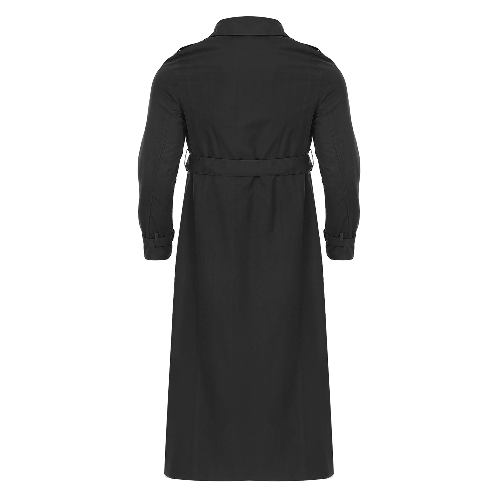 Men Stylish Open Front Long Trench Coat Casual Notched Lapel Long Sleeve Maxi Jacket Overcoat with Belt for Autumn Spring Coat