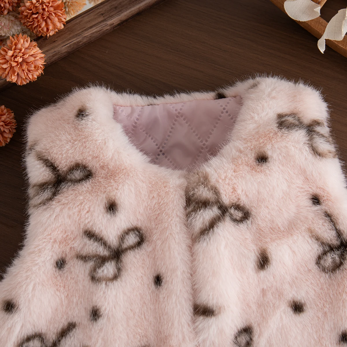 Baby Girl Vest Jacket Winter Solid Color Bow Dot Baby Tops Fleece-Lined Warm Baby Girl Jacket Baby Clothing