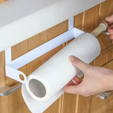 

Kitchen Toilet Paper Holder Punch-free Tissue Holder Hanging Bathroom Roll Paper Holder Towel Rack Stand