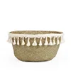 Boho Decor Wicker Baskets Storage Handmade tassels Storage Baskets Foldable Straw Wicker Rattan Seagrass Belly Garden Flower Pot 5
