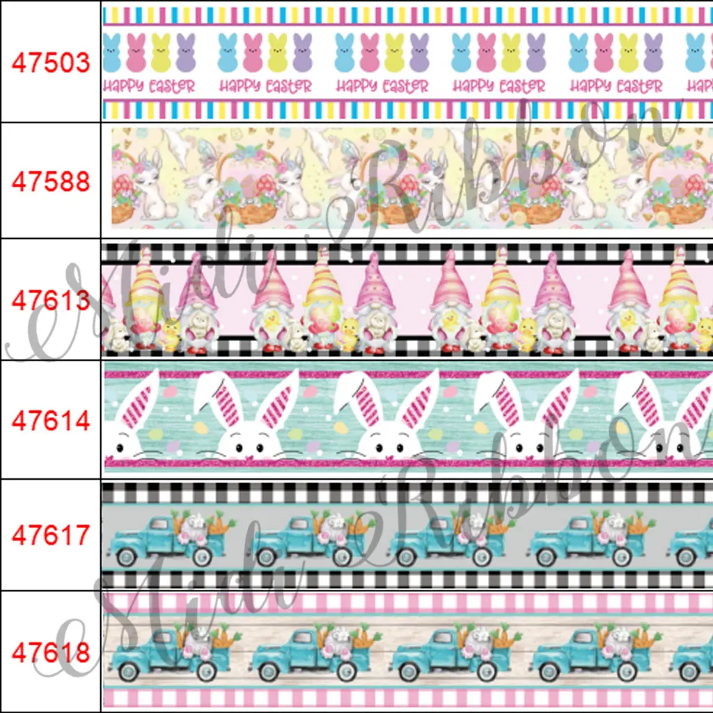 

16mm-75mm Easter Carrot Egg Bunny Spring Grosgrain/Elastic Ribbon for Crafts Gift Wrapping Decoration50yards