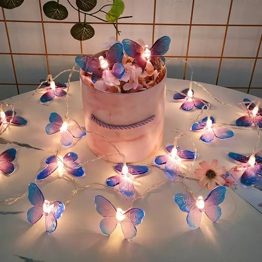 New LED Painted Butterfly String Lights Christmas Decoration Butterfly Fairy Lights Wedding Festival Photo Garland String Lights