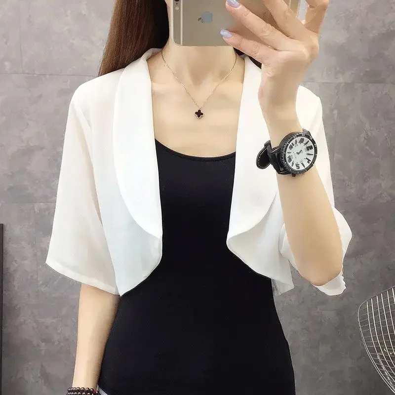 Crop Top Korean Fashion Cardigan Shawl Sunscreen Clothing Female Short Sleeve Waistcoat New Summer Short Top Women Clothing luxury brand scarf women winter cashmere shawl wraps letter print scarves pashmina blanket designer bufandas female foulard 2023