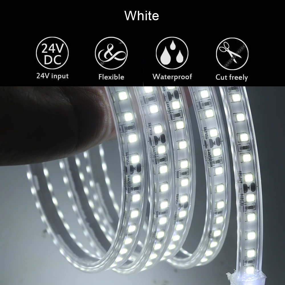Waterproof 12V LED Light Strip - Flexible White/Warm White Ribbon with 120 LEDs/m