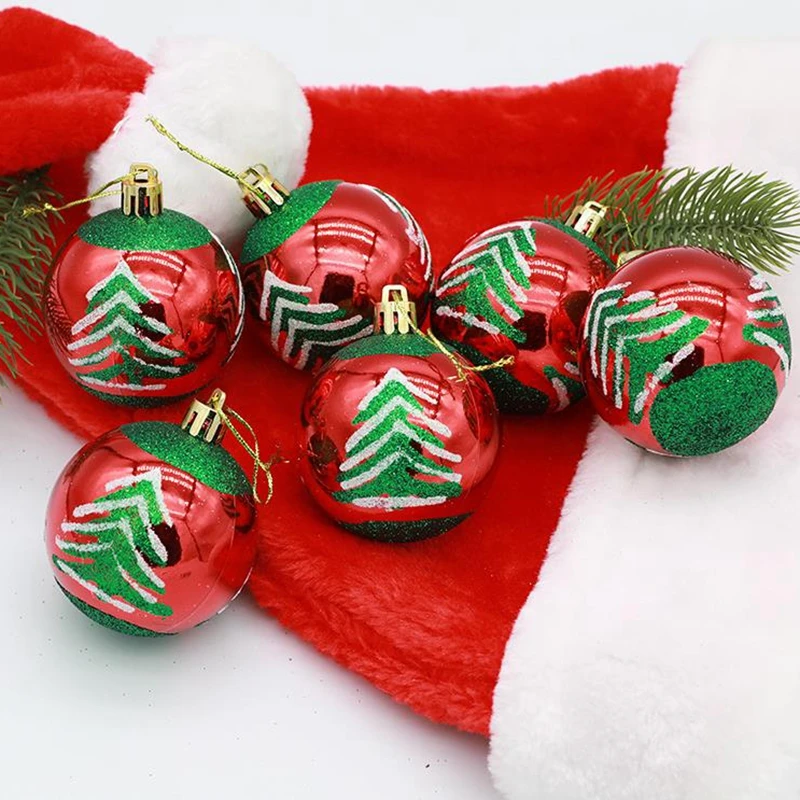 6Pcs/box 6cm Christmas Ball Ornaments Xmas Tree Hanging Pendant Christmas Decorations for Home 2023 Navidad Natal New Year Gift