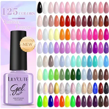 LILYCUTE 7ml 125 colori smalto gel per unghie gel tinta unita gel UV semipermanente Soak off UV LED gel smalto per unghie per manicure per unghie 1