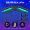 Rolanstar L Shaped Gaming Desk with LED Lights & Power Outlets, 56" Computer Desk with Full Monitor Stand & Storage Shelf, Corne 6