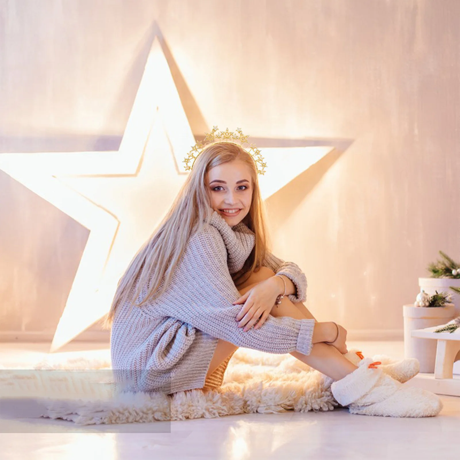 Handmade Rhinestone Star Alloy Headdress Handmade Hairband with Alloy Star for Banquet Wedding Dresses Skirts
