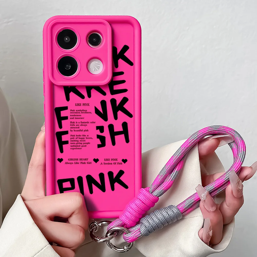 Wrist Chain Lanyard Phone Case with English Words Design