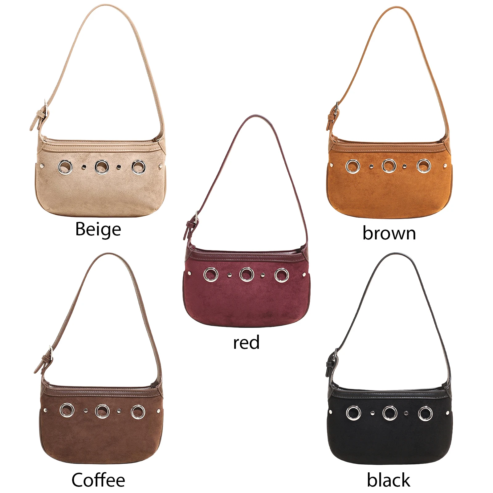 Women Faux Suede Underarm Shoulder Bag Single Shoulder Armpit Bag Simple Shoulder Handbag for Travel Shopping Work Daily Use