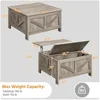 Lift Top Coffee Table, Square Farmhouse Coffee Table with Hidden Storage Compartment, Wood Center Table for Living Room, Gray 3