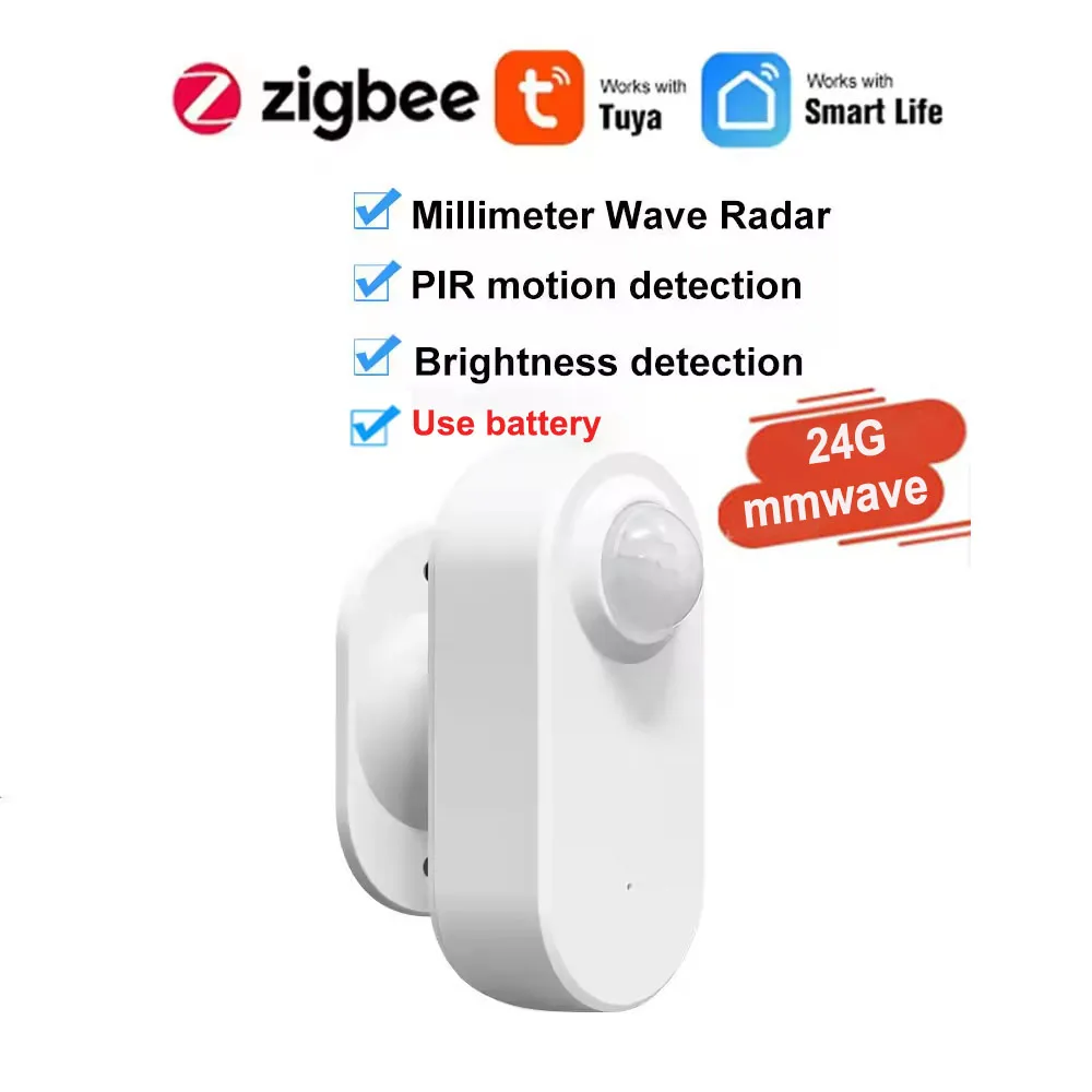 เซ็นเซอร์ตรวจจับการเคลื่อนไหวของมนุษย์ Tuya Smart Zigbee 24G MmWave Radar +PIR, ตรวจจับความสว่าง ใช้แบตเตอรี่ รองรับ Zigbee2mqtt และ Home Assistant 1