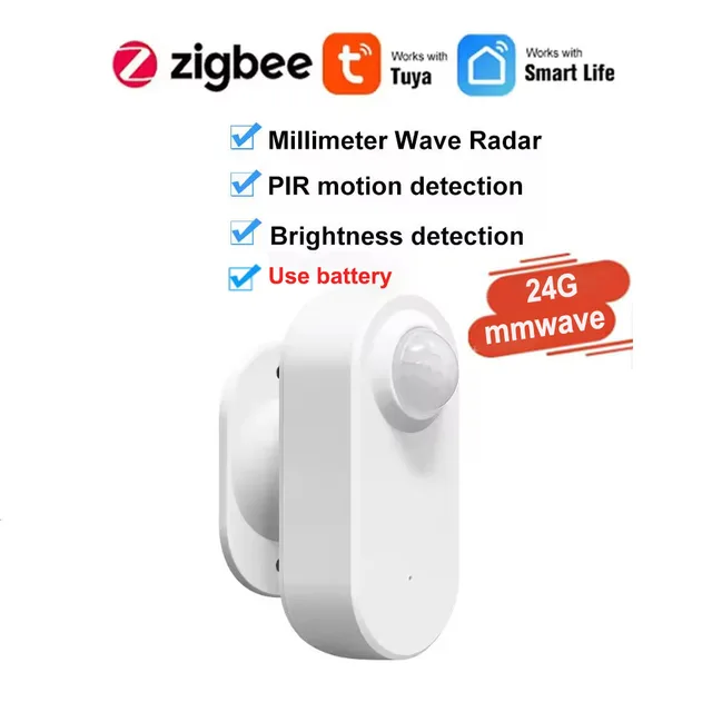 เซ็นเซอร์ตรวจจับการเคลื่อนไหวของมนุษย์ Tuya Smart Zigbee 24G MmWave Radar +PIR, ตรวจจับความสว่าง ใช้แบตเตอรี่ รองรับ Zigbee2mqtt และ Home Assistant 1