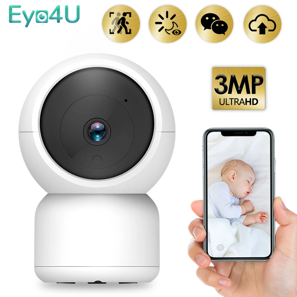 3MP 2K WiFi IP Camera Baby Monitor Home Security Protection Mini Cam