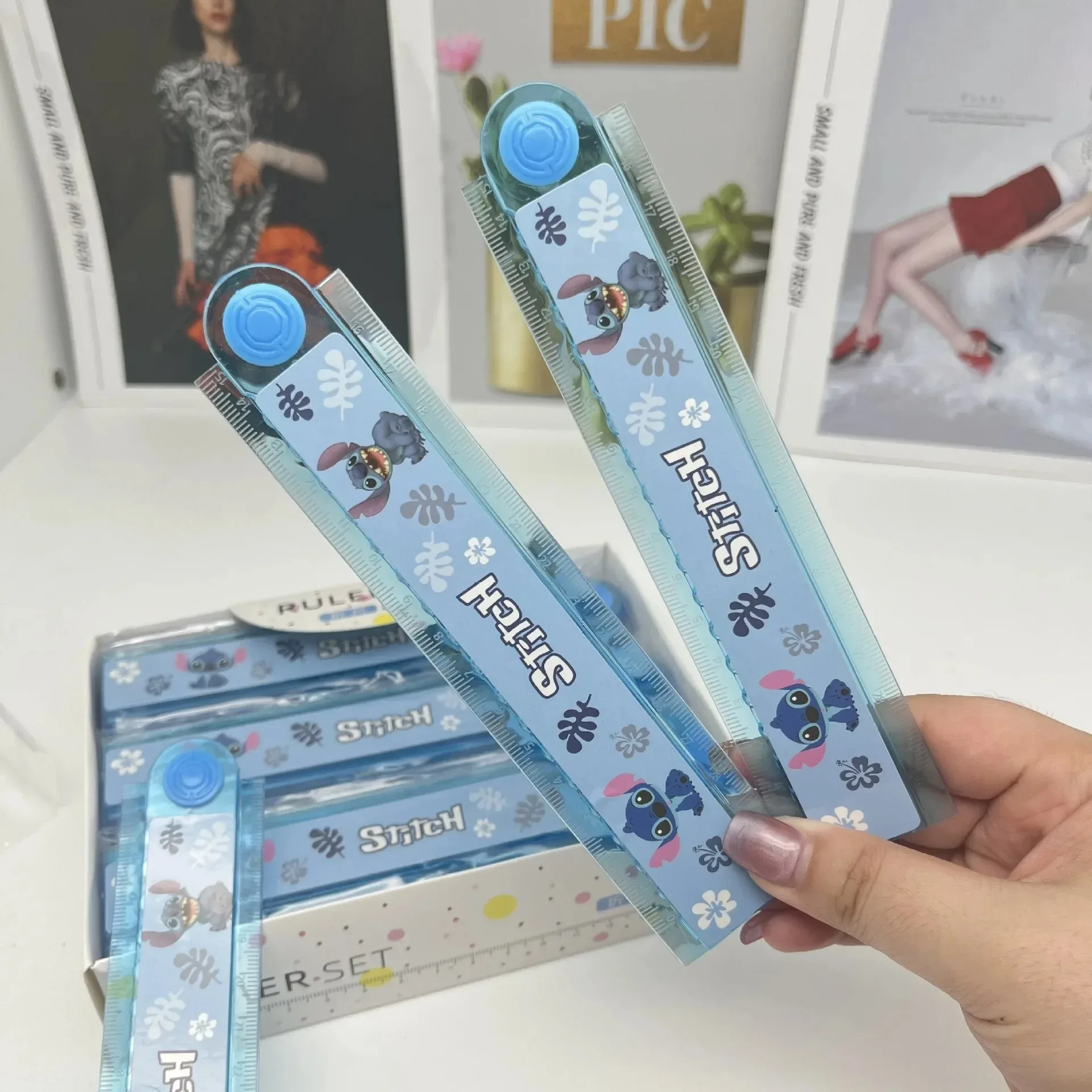 1/10pcs 30cm Lilo & Stitch Folding Ruler Disney Anime Figure Cute School Supplies Accessories Office Tools Kawaii Stationery toy