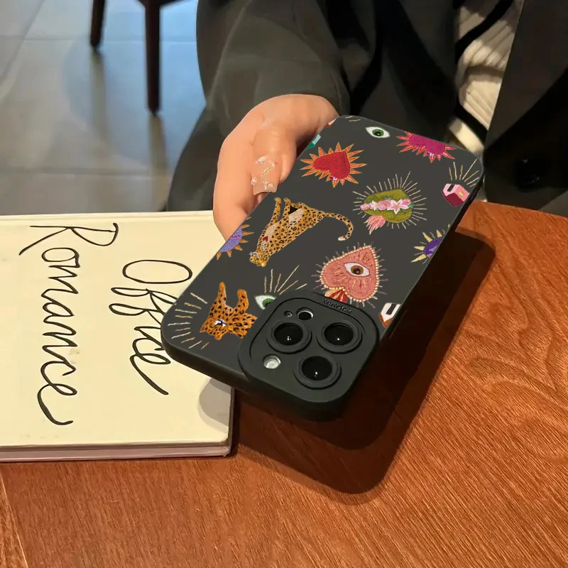 Luxury Floral Leopard Eyes Silicone Phone Case