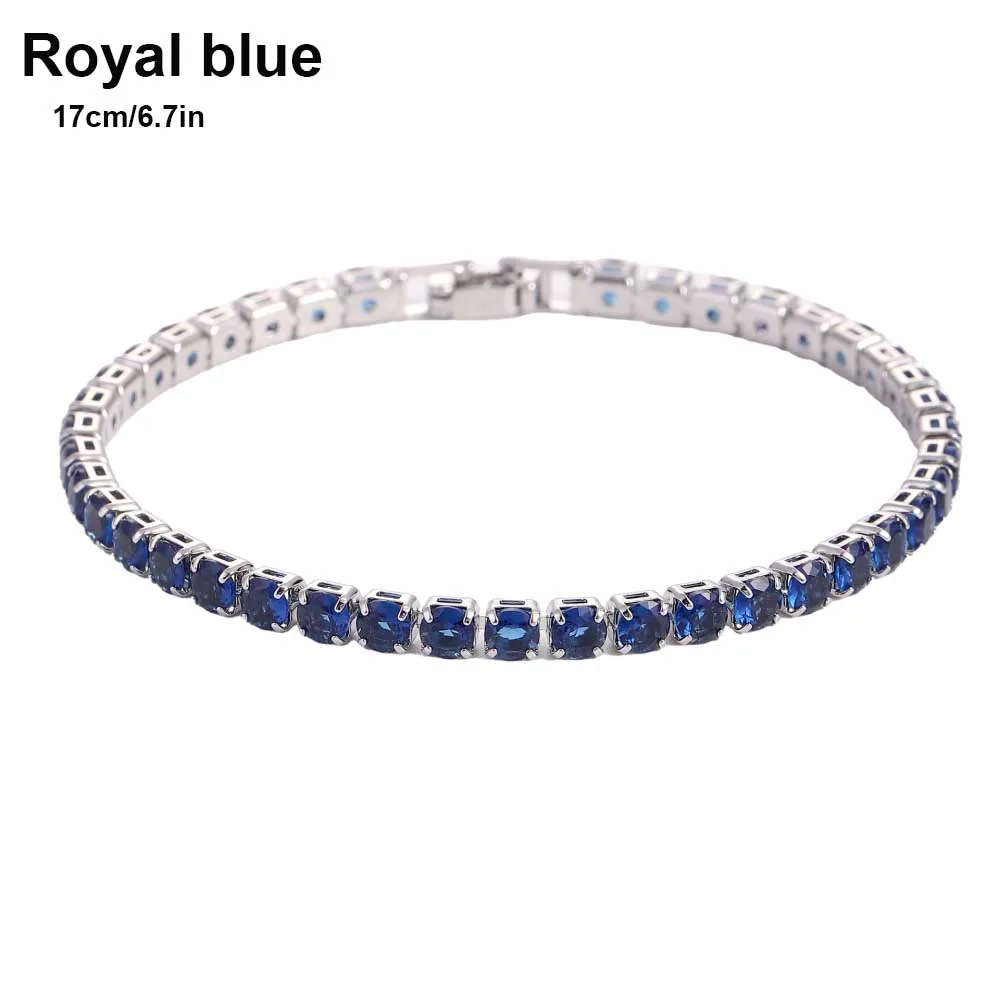Sparkling Multicolor Tennis Bracelet with White Gold Plated Chain