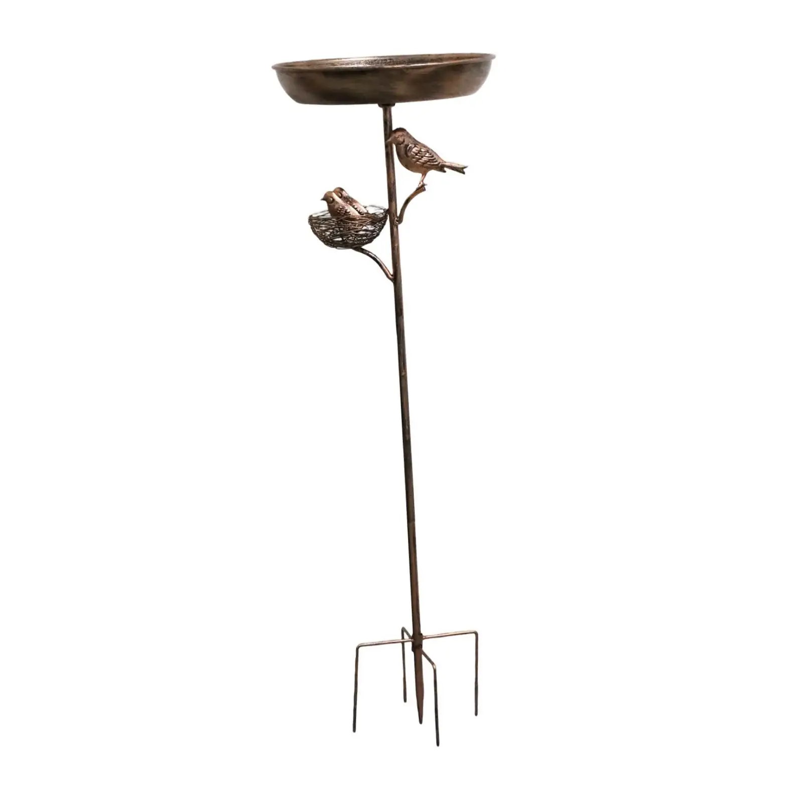 Bird Bath Fountain on Stand Metal Outdoor Feeder Tray for Drinking Feeding Attracting Garden Birds
