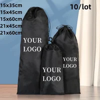 10pcs/lot Customized logo black nylon waterproof underwear socks umbrellas storage bag double drawstring travel pocket 1
