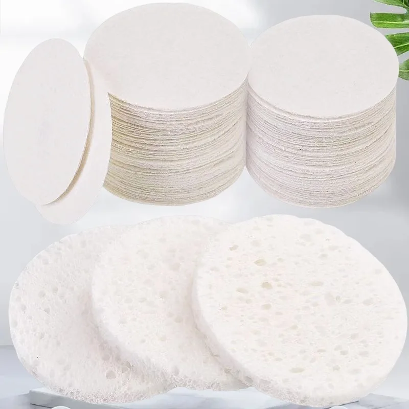 

White Wood Pulp Cotton Compressed Facial Cleanser, Ultra-thin Cleansing Puff, Makeup Removal and Cleaning Sponge Towel