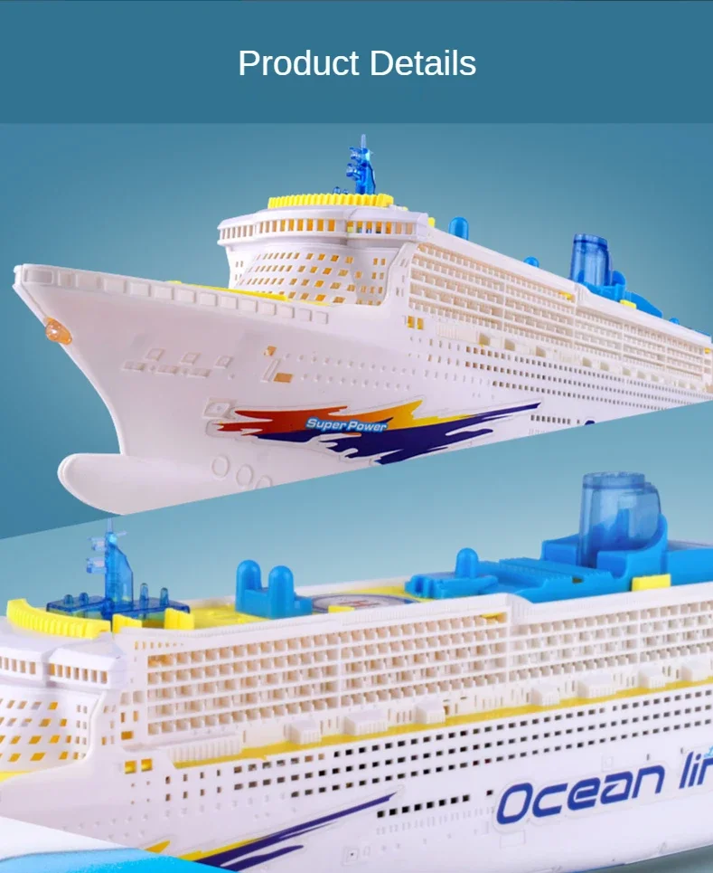 49CM Electric Universal Ocean Liner Ship Toy Model with Sound Music Cruise Boat Toy for Children Automatic Steering 2