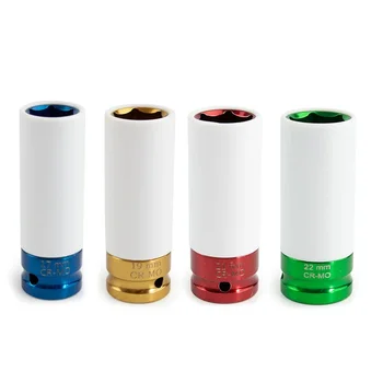 Set di strumenti per riparazione auto a maniche lunghe per pneumatici colorati 1/2 Set di strumenti per la protezione delle ruote Testa del manicotto Strumento di riparazione auto Strumenti di smontaggio manuale 1