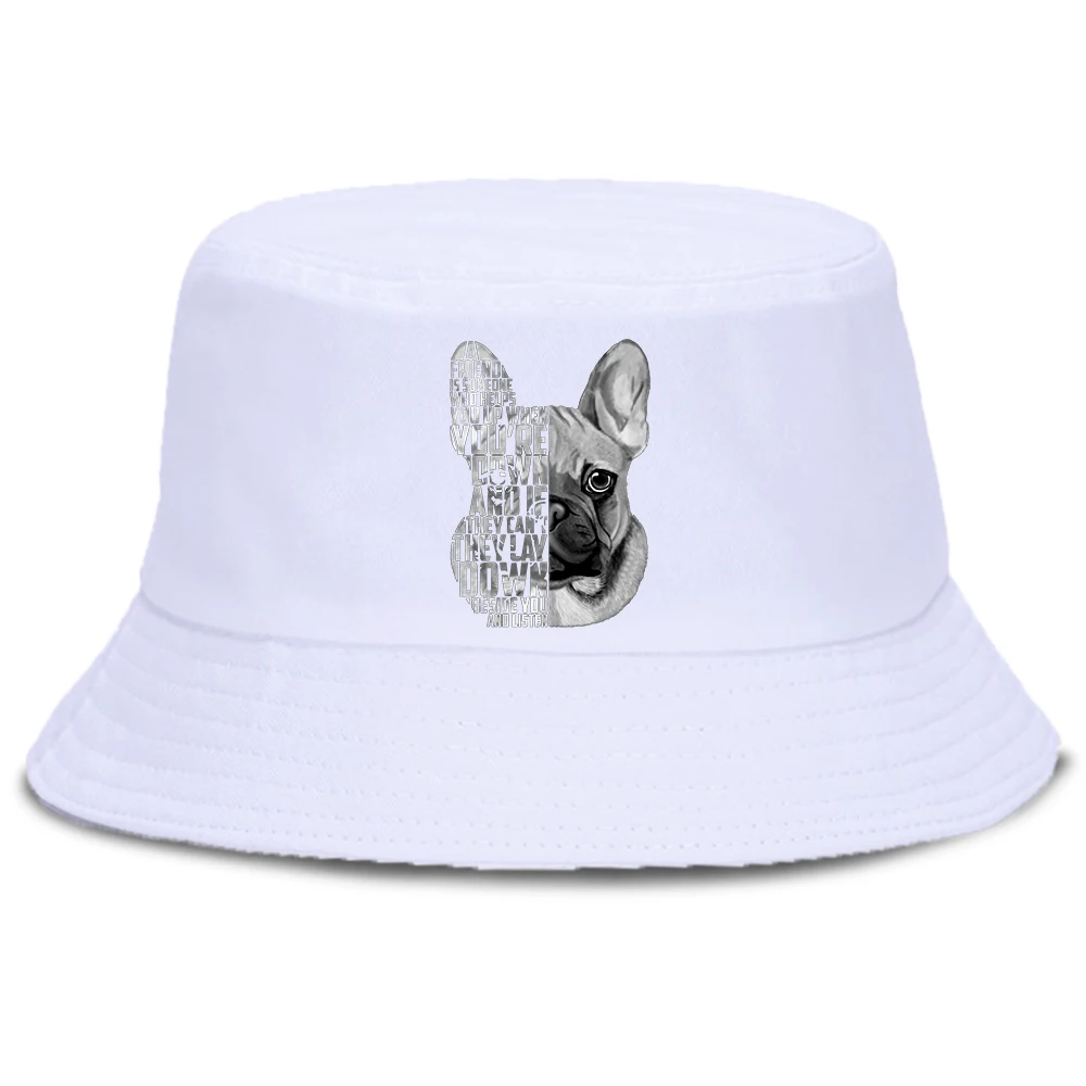 French Bulldog Quote Summer Bucket Hat Men Fedoras Aesthetic Trend Bob Woman Unisex Harajuku Sunbonnet Panama Cap Fisherman Hat