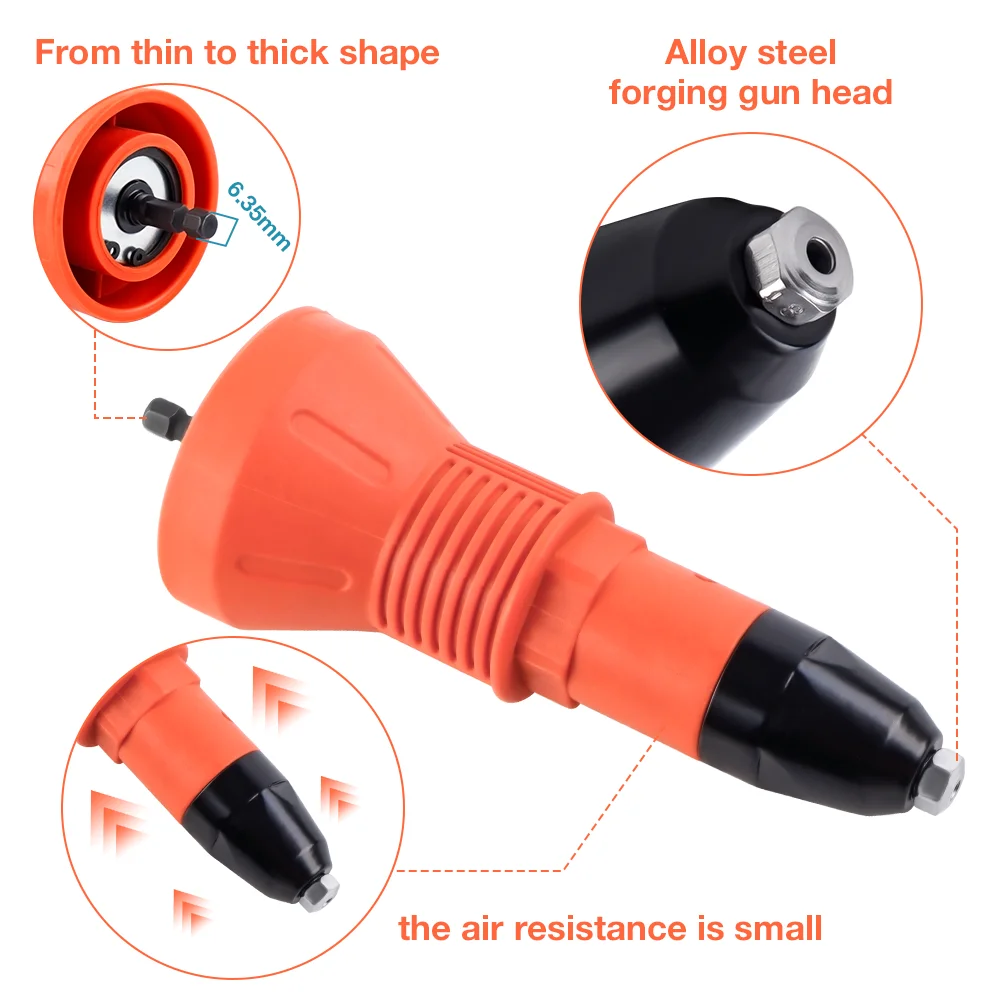 Electric Rivet Gun Conversion Head 2.4mm, 3.2mm, 4.0mm, 4.8mm Pull Rivet Gun Suitable For Electric Drills, Cordless Rivet Gun