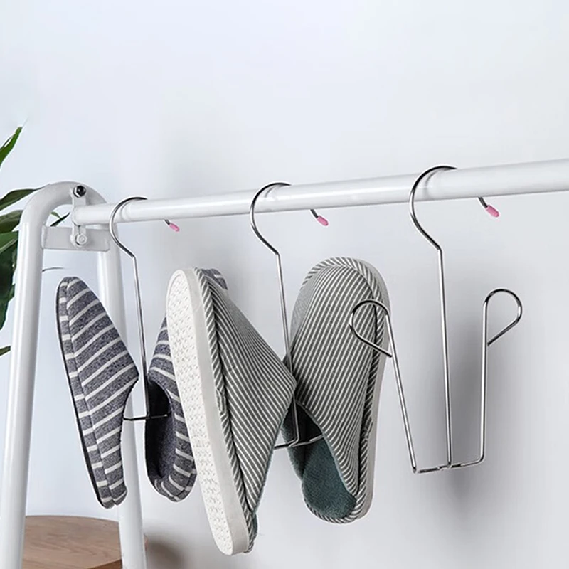 Household Shoes Drying Rack Hanger Hook Stainless Steel Hanging Shelf Organizer Space Saving Home Wardrobe Storage 5
