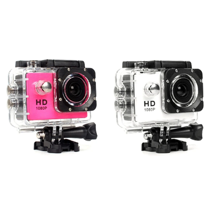 

2 Set 480P Motorcycle Dash Sports Action Video Camera Motorcycle Dvr Full Hd 30M Waterproof, White & Pink