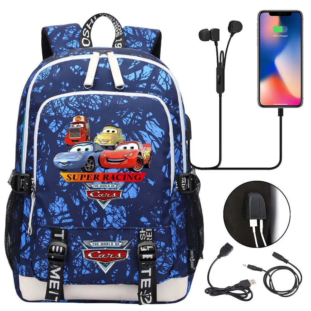 Cars Lightning McQueen USB Boy Girl Kids Book School Bags