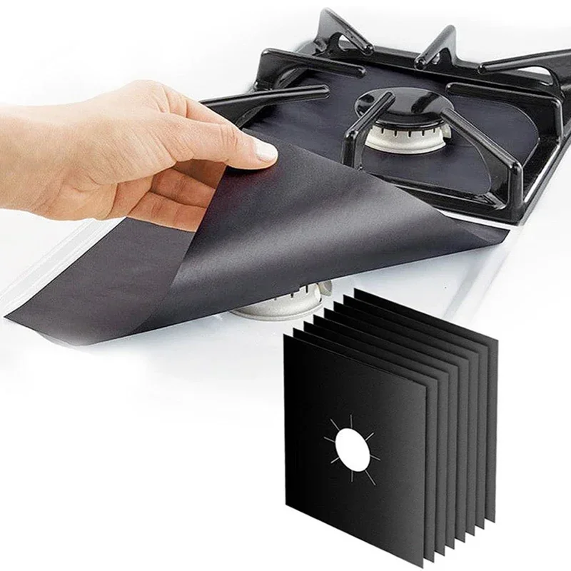 Gas Stove Accessories 4Pcs Gas Stove Oil Pad Non-stick Heat Resistant Gas Stove Protector Double Reusable Cleaning Mat Oil Pad Integrated Kit