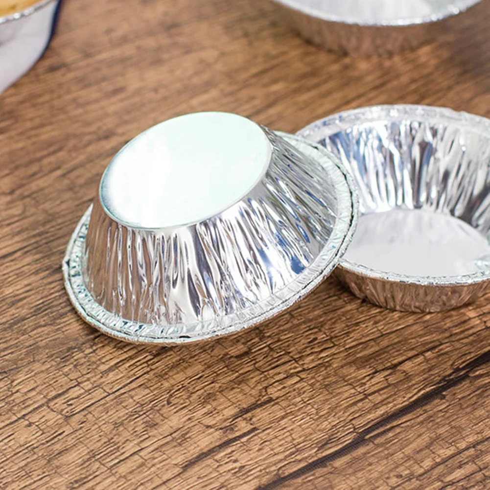 100pcs/Lot Aluminum Foil Egg Pan Molds Mini Pot Pie Bake Plate Disposable Baking Cups Round Tart Base Cupcake Case Tin Tray Set