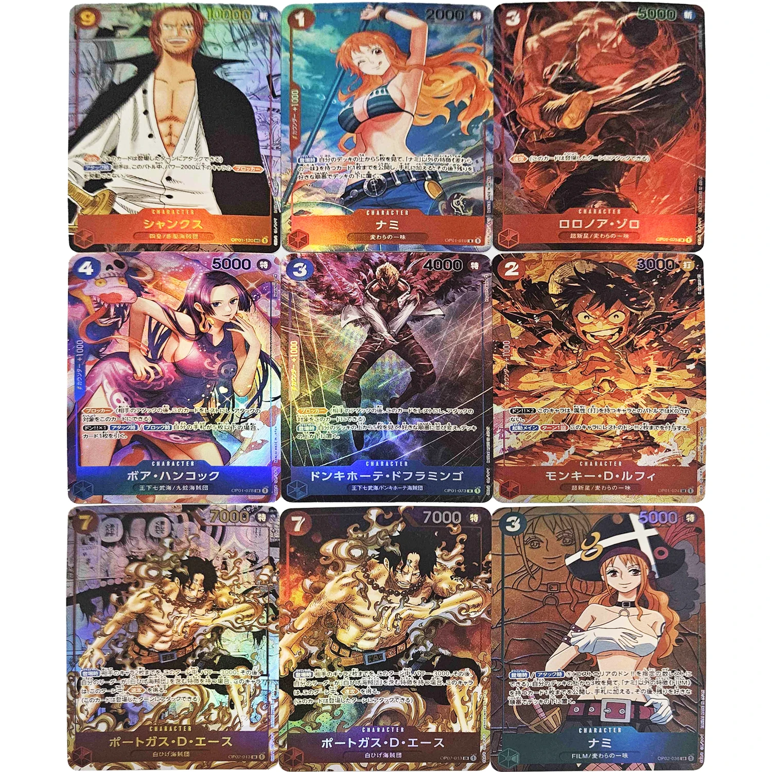 4 Style One Piece Luffy Zoro Nami Hancock Shanks Color Flash Card OP01 Classic Anime Game Collection Cards Diy Gift Toy