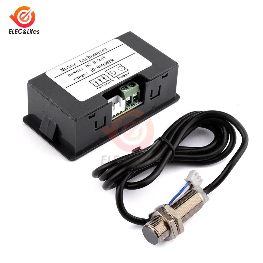 DC 8-24C 0.56 Inch High-precision Digital Tachometer DC 10-9999RPM Speed Meter Hall Proximity Switch shooting tachometer shooting speed meter
