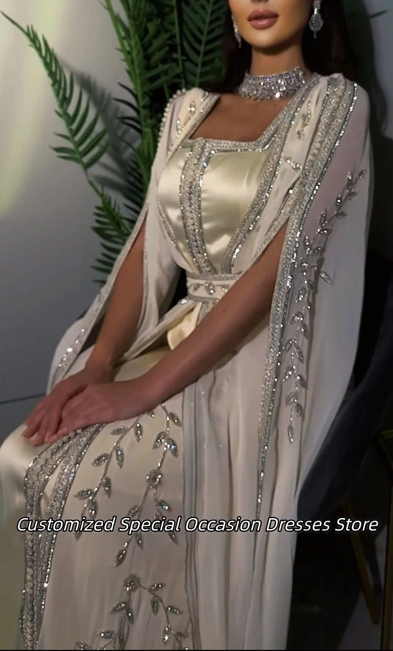 فساتين سهرة برقبة مربعة مزينة بالترتر اللامع للنسا...