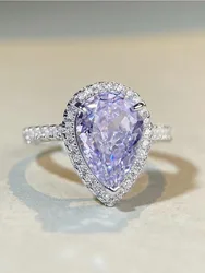 Elegant Green Gemstone Square Ring in Sterling Silver for Women - Luxury Engagement and Wedding Jewelry (Silver Purple)