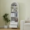 75.59" Tall Bookcase, 4 Tier Arched Bookshelf with 2 Drawers, Modern Book Display Storage Cabinet for Living Room, Bedroom 4