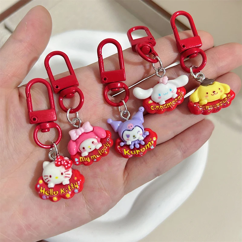 

Cute Sanrio Red Cloud Keychain Colorful Sweet Letter Cat Merlot Coolo Pendant Bag Accessories