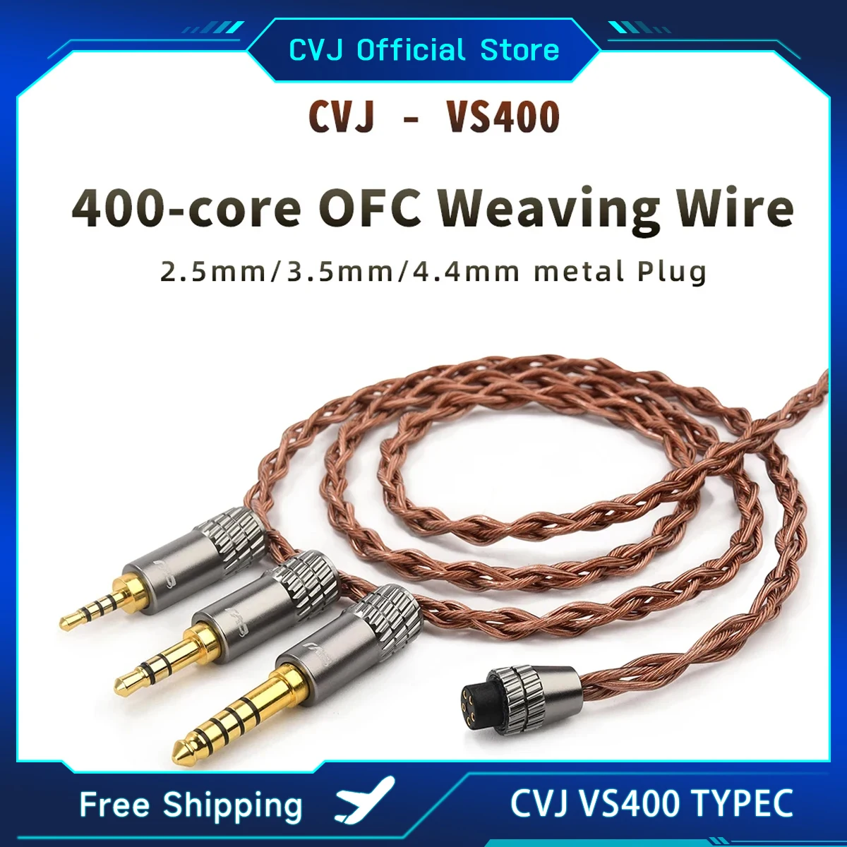 CVJ VS400 Typec interchangeable audio plug 2.5 3.5 4.4mm cable
