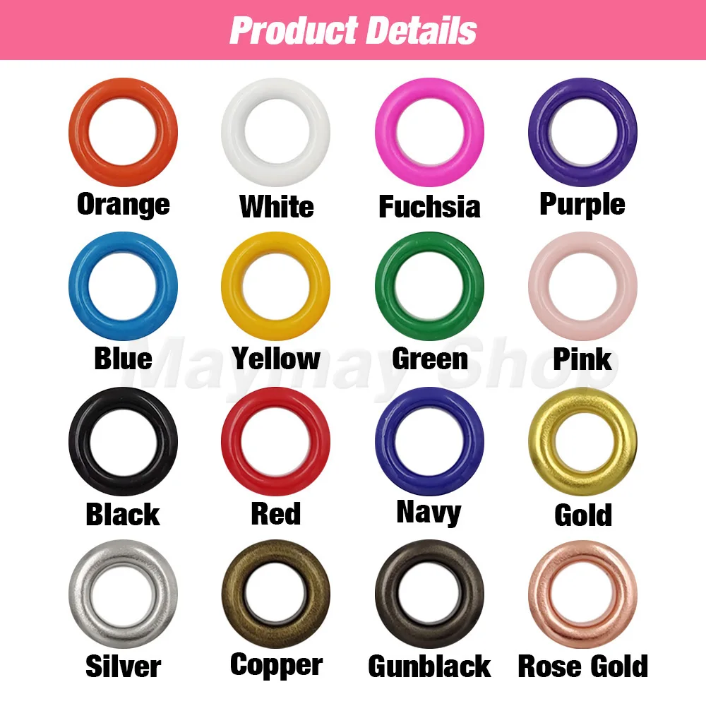 4mm Multicolor Eyelets Grommet Metal Ring With Washer Scrapbooking Shoes Belt Cap Bag Tags Clothes DIY Leathercraft 100 Sets