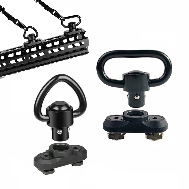QD Sling Swivel Tactical Strap Buckle Quick Release Button 1.25" 20mm Picatinny Rail Mounted Base Mlok Mount Adapter Ring Buckle