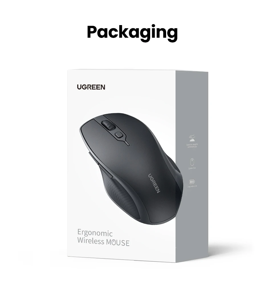 UGREEN Souris sans fil Bluetooth 5.0 Mouse Ergonomic 4000 dpi 6