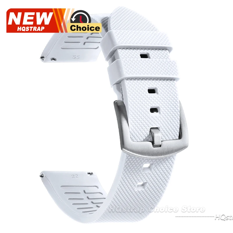 Silver Black Clasp Waterproof Sports Silicone Watch Band