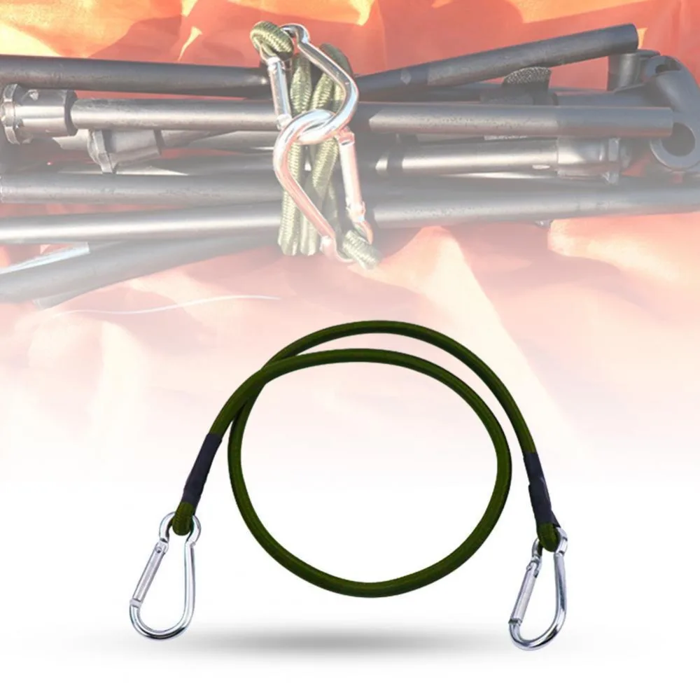 Bungee Cords Magnetic Carabiner Strap Silver Bungee Cord Metal Latex Cords Carabiner Outdoor Elastic Strap