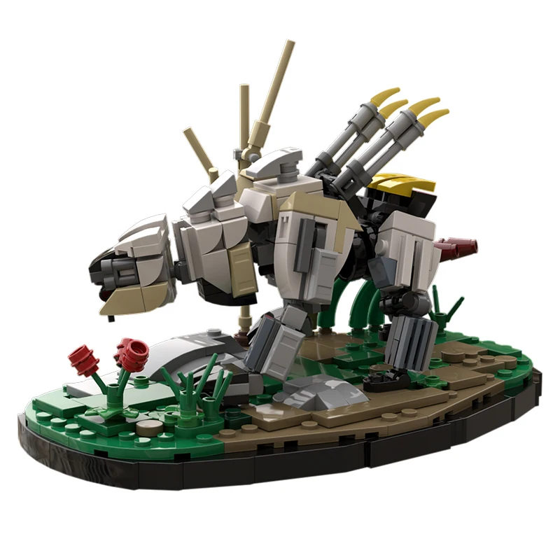 Gobricks Moc Game Horizons Zero Dawn Sawtooth Con Supporto Monster Building Block Game Mecha Observer Robot Bricks Regalo Giocattolo Per Bambini