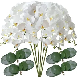 Elegant 32 Artificial Butterfly Orchid Arrangement - Set of 6 Stems for Wedding and Home Décor (6pcs White leaves)