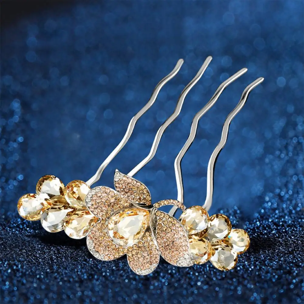 Pettine Per Capelli Da Sposa Copricapo Forchetta Per Capelli Leggero Dressing Up Classic Strass Flower Decor Wedding Hair Stick