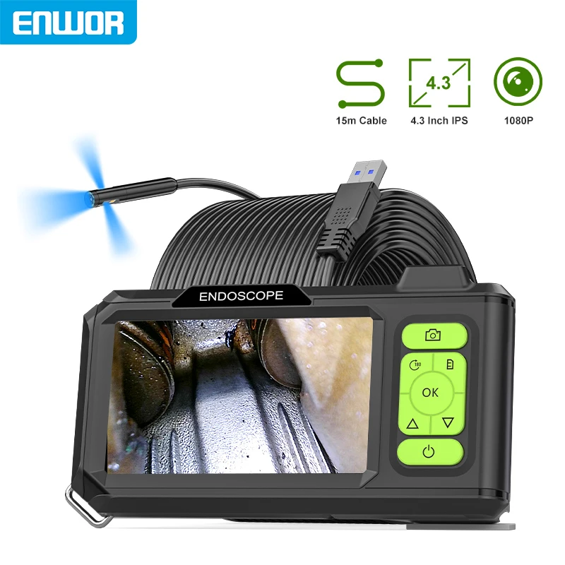 4.3'' IPS Industrial Endoscope Camera HD1080P Split Design Autofocus Camera 1920P 1-15m Rigid Waterproof Borescope for Check Car 1